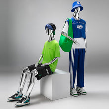 Load image into Gallery viewer, Jelimate Luxury Mirror Silver Gold Male Mannequin Full Body Dress Form,Window Display Men Mannequin Torso Stand,Clothing Dress Form Mannequin Body Form
