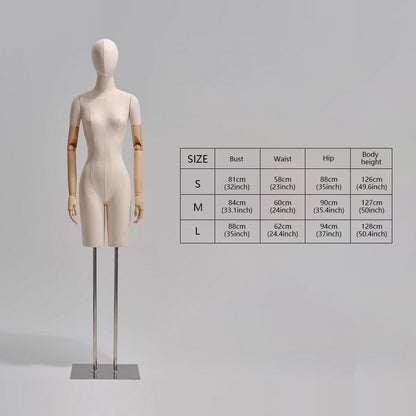 Jelimate Half Body Female Display Mannequin Torso With Base,Wedding Dress Mannequin Grey Linen Dress Form,Hat Display Head Clothing Display Model