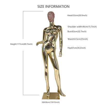 Jelimate Luxury Plated Gold Adult Female Mannequin Full Body Dress Form,Women Dress Form With Wire Mesh Head,Wedding Dress Mannequin Clothing Display Model