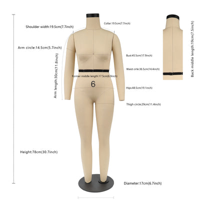 Jelimate US Size 6 Female Half Scale Dress Form For Sewing,Women Half Size Mannequin Full Body,1/2 scale Tailor Mannequin with Detachable Arms Dressmaker Dummy