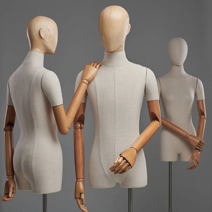 Jelimate Luxury Male Female Mannequin Torso With Wooden Head Arms,Line ...