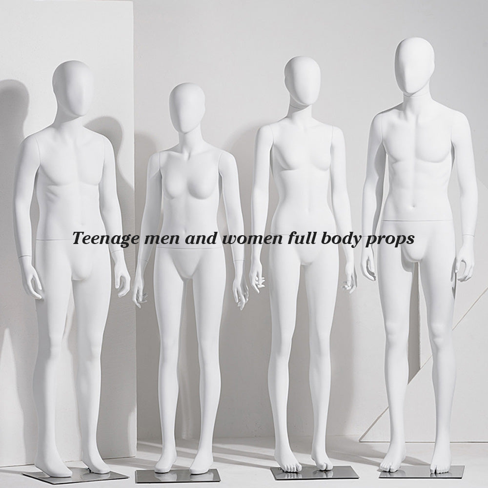 Jelimate High Quality Teenage Male Female Full Body Mannequin,Clothing Shop White Dress Form Model,Window Dress Form Dummy Clothing Display Model