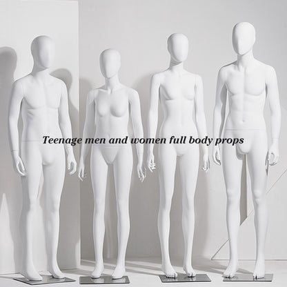 Jelimate High Quality Teenage Male Female Full Body Mannequin,Clothing Shop White Dress Form Model,Window Dress Form Dummy Clothing Display Model