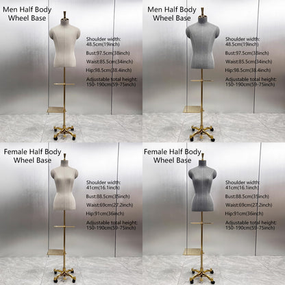 JELIMATE Luxury Clothing Store Female/Male Half Body Mannequin,Women/Men Dress Form Torso With Pant Shoe Rack,Tabletop Mannequin Torso With Wooden Base