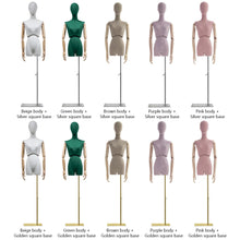 Load image into Gallery viewer, Jelimate Luxury Twist Waist Female Display Mannequin Torso Stand,Clothing Store Colorful Linen Fabric Mannequin Body,Window Display Dress Form Torso
