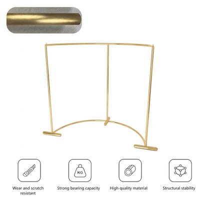 Jelimate High Quality Gold Display Shelf Furniture Stand Design for Garment Store Metal Clothing Display Rack Arc Clothing Display Stand Glass Desk Display Stand