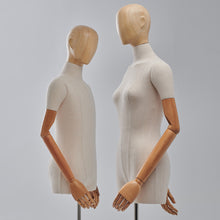 Load image into Gallery viewer, Jelimate Luxury Adult Female Male Dress Form Mannequin,Bamboo Linen Display Mannequin Torso with Wooden Head Arms,Fashion Clothing Display Model
