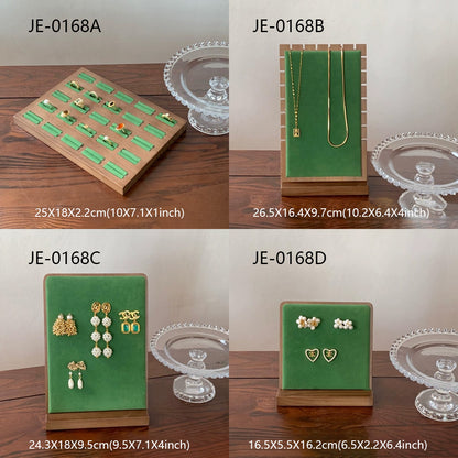 Jelimate Luxury Jewellery Store Showcase Cabinet Green Velvet Jewelry Display Stand Display Exhibition Necklace Bust Earring Bracelet Ring Jewelry Display Set