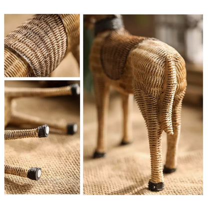 Jelimate Retro Rattan Horse Statue Handicraft Ornaments,Creative Horse Decoration Ornaments For Bedroom Study Store Office Home Decoration,Animal Decoration Ornaments Horse Sculpture