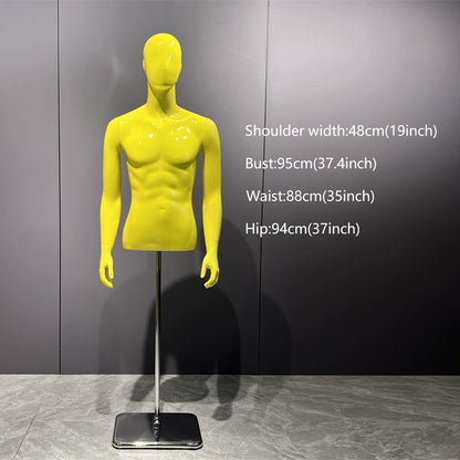 Jelimate Half Body Female Male Display Mannequin Torso,Yellow Fiberglass Men Women Dress Form Adjustable,Boutique Store Clothing Display Dress Form