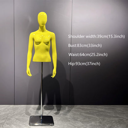 Jelimate Half Body Female Male Display Mannequin Torso,Yellow Fiberglass Men Women Dress Form Adjustable,Boutique Store Clothing Display Dress Form