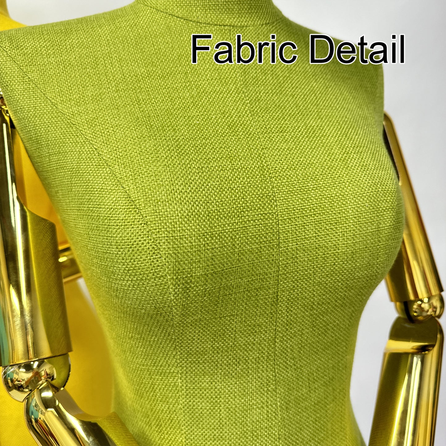 Jelimate Fashion Clothing Store Female Mannequin Torso with Gold Hands,Clothing Shop Linen Fabric Covered Mannequin,Half Body Women Dress Form Adjustable