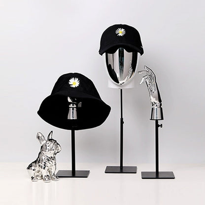 Jelimate High End Silver Gold Mannequin Head Stand,Window Display Golden Chrome Mannequin Hand,Hat Holder Wig Head Dress Form