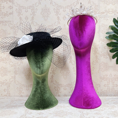 Jelimate Fully Pinnable Velvet Mannequin Head Stand,Colorful Velvet Dress Form Torso,Wig Head Manikin Headband Hat Sunglasses Jewelry Display Head