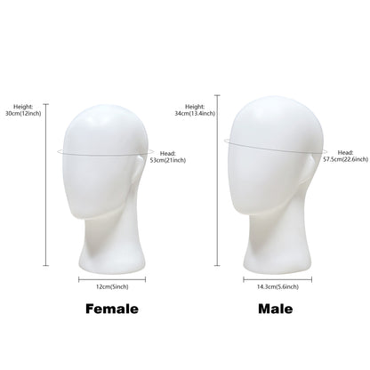 Jelimate Abstract Male/Female Mannequin Head Dress Form,Faceless Fiberglass White Mannequin Head Manikin,Headphone Sunglasses Hat Display Head Model,Realistic Mannequin Head Form Wig Display Stand