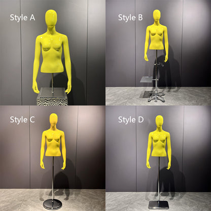 Jelimate Half Body Female Male Display Mannequin Torso,Yellow Fiberglass Men Women Dress Form Adjustable,Boutique Store Clothing Display Dress Form