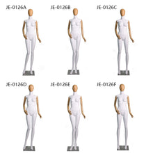 Lade das Bild in den Galerie-Viewer, Jelimate High End Female Dress Form Mannequin Full Body,Clothing Store Clothing Display Model with Wood Grain Head,Adult Women Dummy Plastic Wooden Arms
