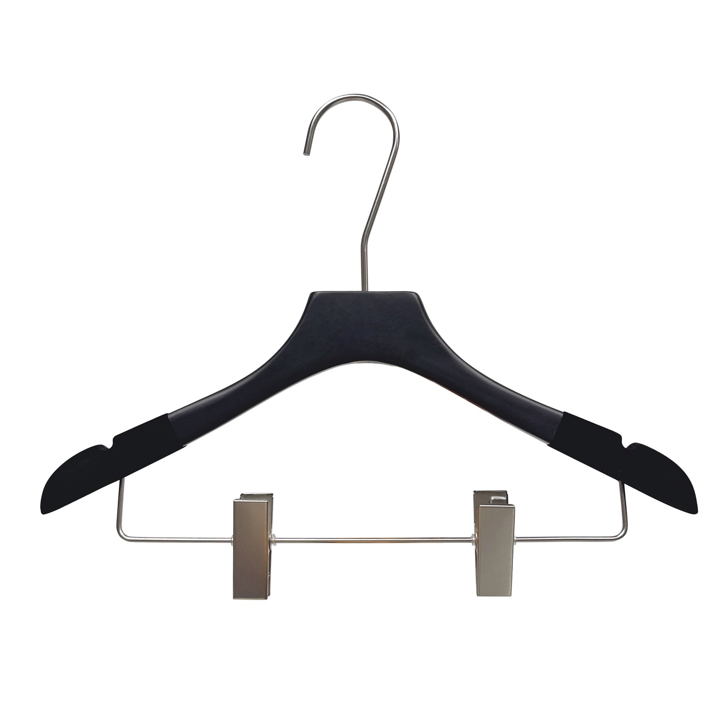 Jelimate Luxury Black Velvet Wooden Hanger with Round Hook,Clothing Store Clothing Hanger With Clips,No Logo Solid Wood Hanger For Dress,Coat,Pant,Suit Hangers