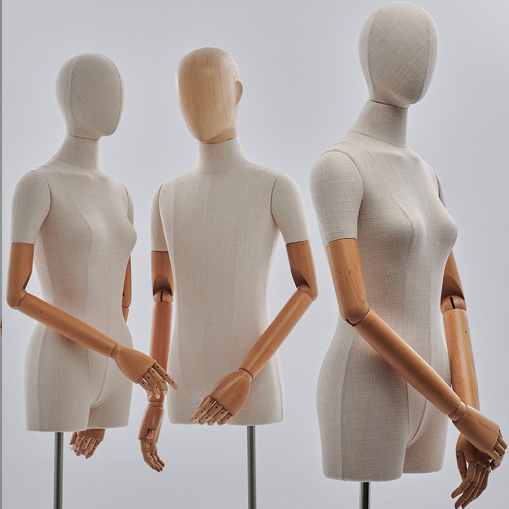 Jelimate Luxury Male Female Mannequin Torso With Wooden Head Arms,Line ...