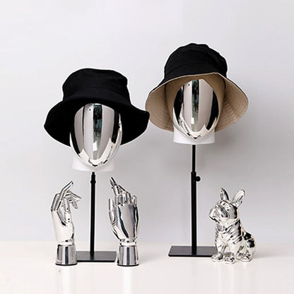 Jelimate High End Silver Gold Mannequin Head Stand,Window Display Golden Chrome Mannequin Hand,Hat Holder Wig Head Dress Form