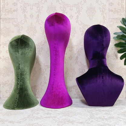 Jelimate Fully Pinnable Velvet Mannequin Head Stand,Colorful Velvet Dress Form Torso,Wig Head Manikin Headband Hat Sunglasses Jewelry Display Head