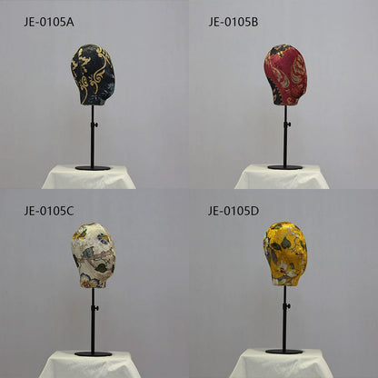 Jelimate Printed Fabric Mannequin Head Stand,Wig Head Dress Form Hat Display Head,Wood Mannequin Hand for Jewelry Display