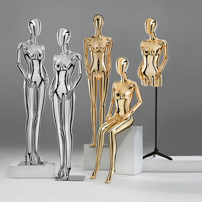 Jelimate Luxury Chrome Gold Standing Sitting Female Mannequin Full Body,Half Body Women Torso Dress Form,Wedding Dress Clothing Display Dress Form