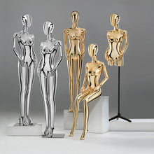 Load image into Gallery viewer, Jelimate Luxury Chrome Gold Standing Sitting Female Mannequin Full Body,Half Body Women Torso Dress Form,Wedding Dress Clothing Display Dress Form

