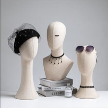 Load image into Gallery viewer, Jelimate Full Pinnable Linen Lace Velvet Mannequin Head Form,Wig Head Mannequin Dress Form,Jewelry Headband Hat Display Head Manikin
