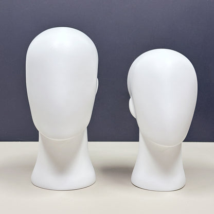 Jelimate Abstract Male/Female Mannequin Head Dress Form,Faceless Fiberglass White Mannequin Head Manikin,Headphone Sunglasses Hat Display Head Model,Realistic Mannequin Head Form Wig Display Stand