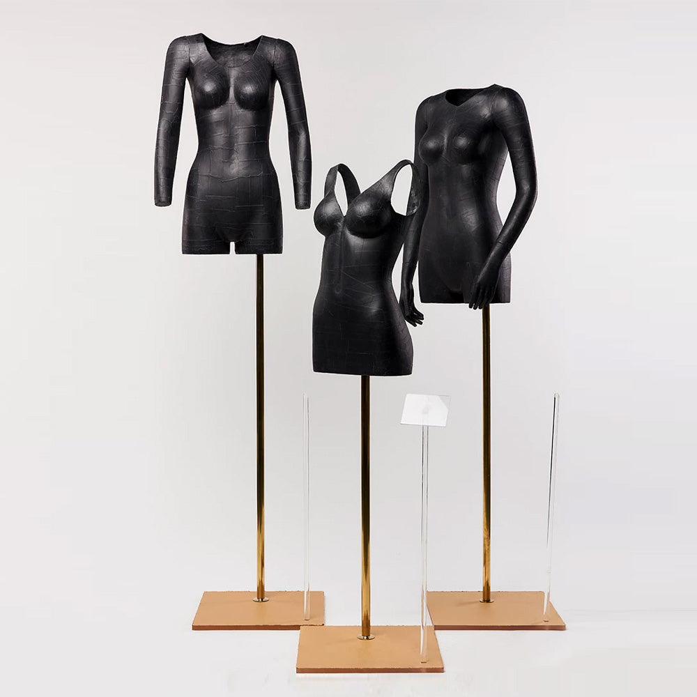 Jelimate Torso Manichino Nero Cavo 3D Personalizzato Femminile, Manichino da Donna per Esposizione di Abbigliamento, Manichino per Intimo con Espositore per Adesivi Artigianali