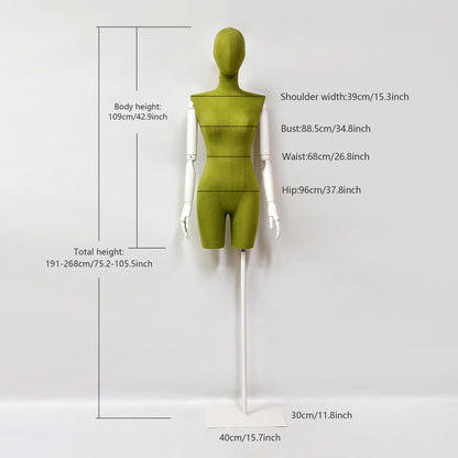 JELIMATE Female Half Body Mannequin,Women Dress Form Mannequin Adjustable,Clothing Store Display Mannequin Torso Model,Manikin Body Torso with White Wooden Arms