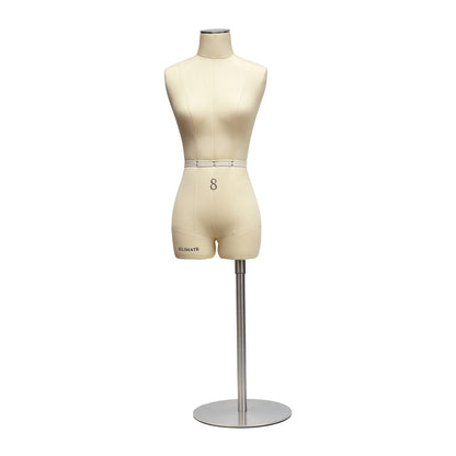 Maniquí de costura para mujer en miniatura de JELIMATE con muslo corto y brazos suaves, maniquí de sastre de altura ajustable, maniquí de costura a media escala, color beige, talla 8