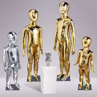 Jelimate Luxury Window New Electroplating Baby Mannequin Full Body,Clothing Store Silver Gold Kid Dress Form,Girl Boy Teenage Mannequin For Clothes Display