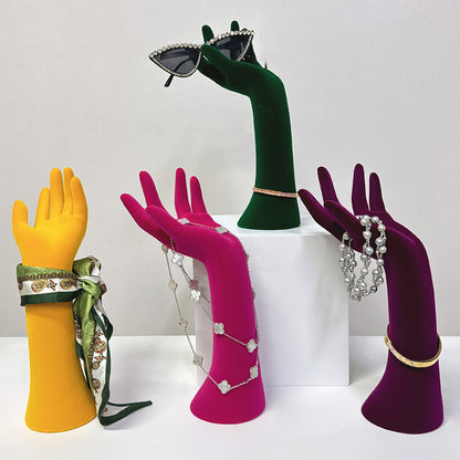 JELIMATE Luxury Colorful Velvet Mannequin Hand Display Model,Female Mannequin Hand Jewelry Display Stand,Scarf Sunglasses Necklace Ring Display Hand Dress Form