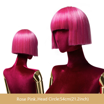 Jelimate Colorful Female BoBo Wigs for Mannequin Head,Short Hair With Bangs Mannequin Decoration Wigs,Clothing Store Female Dress Form Mannequin With Wigs