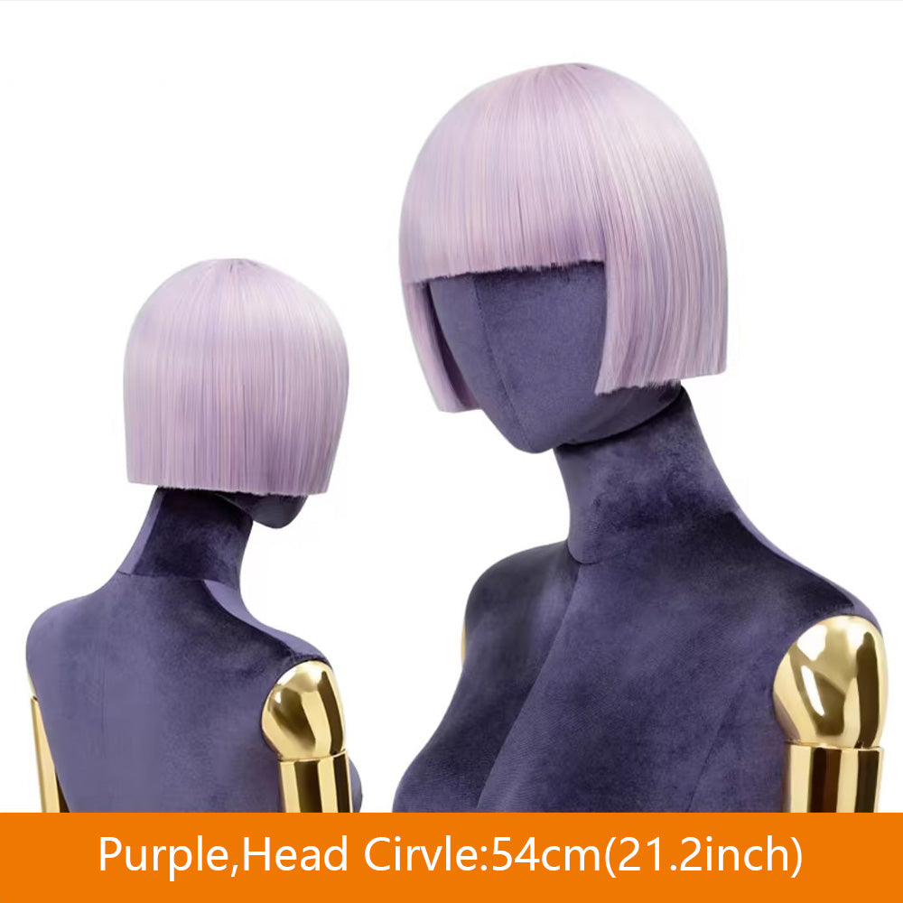 Jelimate Colorful Female BoBo Wigs for Mannequin Head,Short Hair With Bangs Mannequin Decoration Wigs,Clothing Store Female Dress Form Mannequin With Wigs