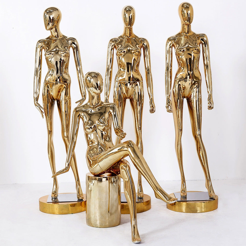 Jelimate Boutique Window Display Gold Mannequin Full Body,Women Dress Form Mannequin Female Body,Fashion Showroom Jewelry Clothing Model Props