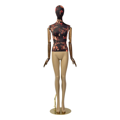 Jelimate Luxury Mannequin Full Body Dress Form,Clothing Shop Female Display Dress Form With Wooden Arms,Upper Body Fabric Wrapped Lower Body Painting Leg