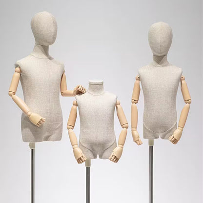 Jelimate Clothing Store Kid Dress Form Bamboo Linen Dress Form,Kid Display Mannequin Torso Stand Baby Mannequin,Children Clothing Display Model Props