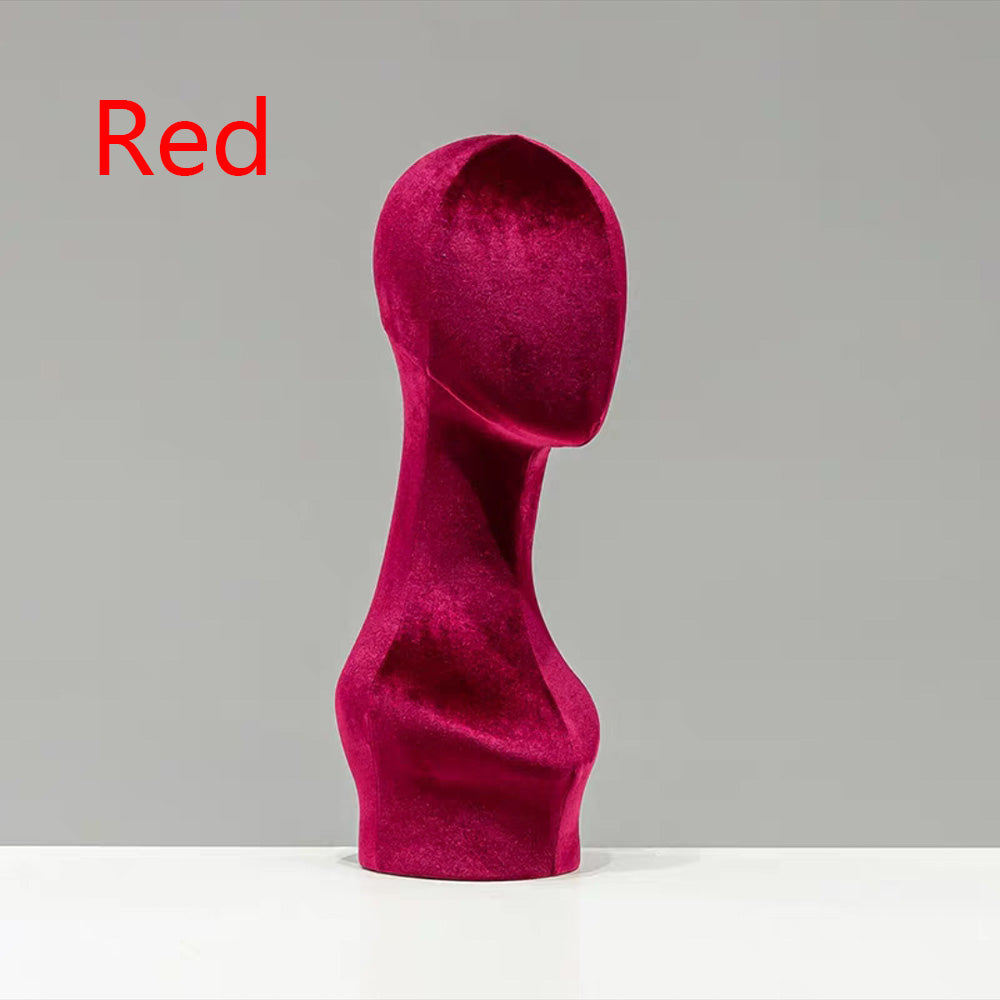 Jelimate Luxury Colorful Velvet Mannequin Head Long Neck Model,Manikin Head Mannequin Stand Wig Display Stand,Jewelry Headband Scarf Hat Display Head Dress Form