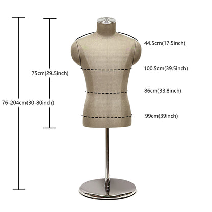 Jelimate Luxury Gray Men Half Body Mannequin,Male Dress Form Suit Display Mannequin Torso,Clothing Store Tabletop Mannequin Dummy Male Display Model