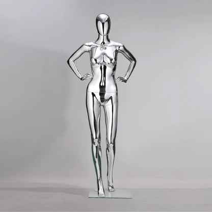 Jelimate High Quality Mirror Silver Male Female Mannequin Full Body,Plating Chrome Women Men Dress Form,Fashion Window Clothing Display Mannequin