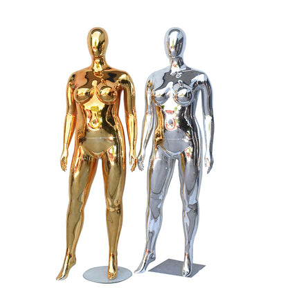 Jelimate Fashion Mirror Silver Golden Plus Size Mannequin Full Body,Plate Chrome Gold Mannequin Torso Female Plus Size Dress Form,Clothing Display Model Props