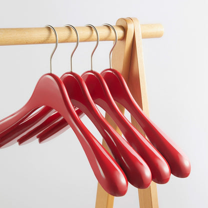 Jelimate Nordic Modern Hotel Luxury Wooden Clothing Hanger,Clothing Store Glossy Red Wood Clip Hanger,Suit Pant Garment Display Adult Wooden Hangers