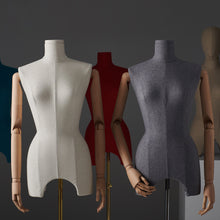 Load image into Gallery viewer, Jelimate Headless Female Dress Form Mannequin Torso Display,Colorful Fabric Mannequin Torso With Wooden Arms,Clothing Display Dummy Linen Dress Form
