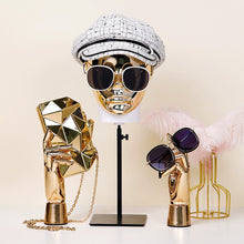 Lade das Bild in den Galerie-Viewer, Jelimate Luxury Gold Silver Mannequin Head Form,Wig Head Mannequin Hand Stand,Window Display Dummy Head Dress Form Manikin
