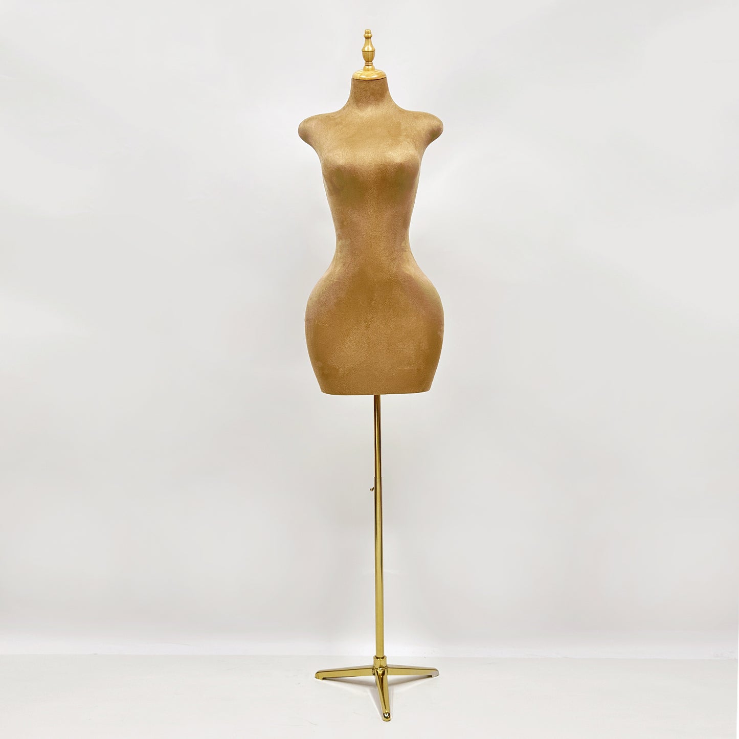 Tienda de ropa Jelimate, maniquí de torso femenino de tela de gamuza marrón, modelo de vestido de noche de mujer de cintura delgada y cadera grande, maniquí de torso para exhibición de vestido de novia