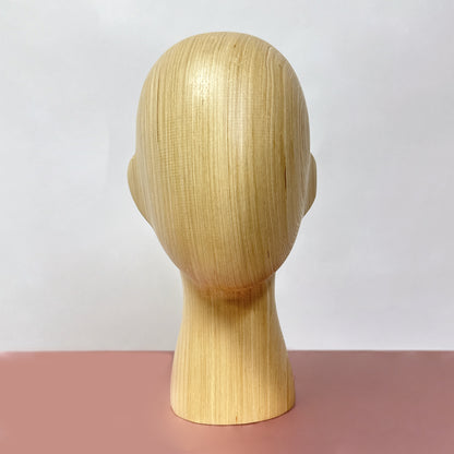 Jelimate Natural Wood Color Wooden Mannequin Head,Long Short Wood Head Mannequin Stand,Sunglasses Wig Headband Hat Display Mannequin Head Model