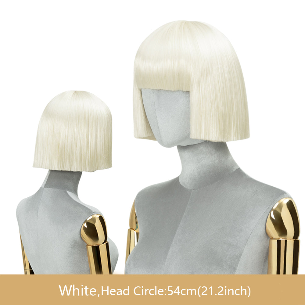 Jelimate Colorful Candy Color Female BoBo Wigs for Head Mannequin,Short Straight Wig With Bangs,Clothing Store Dress Form Mannequin Head With Hair
